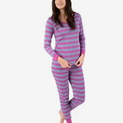 Leveret Womens Purple Stripes Cotton Pajamas -ANNA-KACI SHOP M00632930309023 3961906445