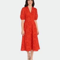 Maggy London Nia Eyelet Midi Dress -ANNA-KACI SHOP M00641224900662 1190717456