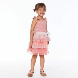 Deux Par Deux Inted Sleeveless Dress With Ruffle Cinnamon Pink Little Flowers