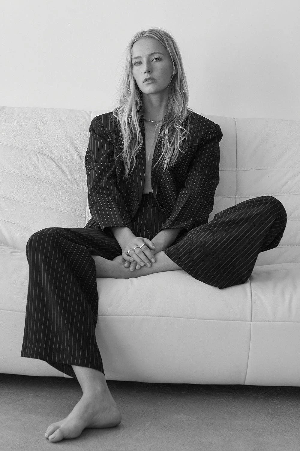 Crescent Zhuri Stripe Straight Leg Pleated Trousers 6 Crescent Zhuri Stripe Straight Leg Pleated Trousers - Image 6