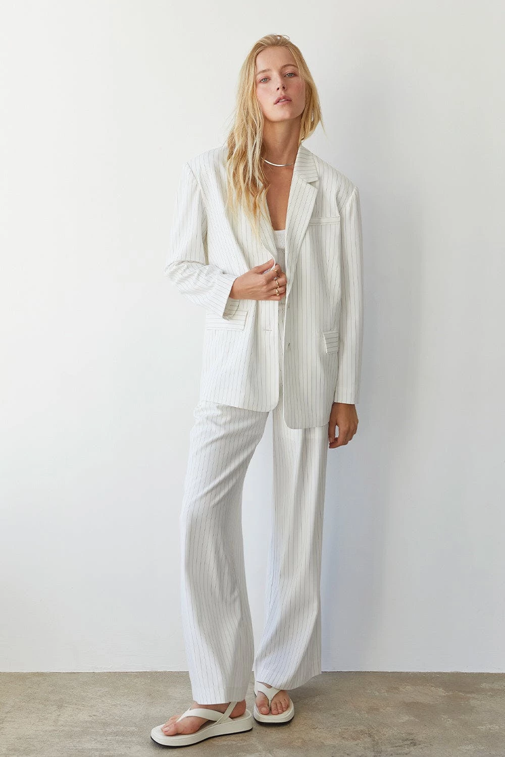 Crescent Zhuri Stripe Straight Leg Pleated Trousers 7 Crescent Zhuri Stripe Straight Leg Pleated Trousers - Image 7