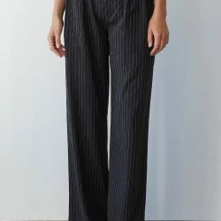 Crescent Zhuri Stripe Straight Leg Pleated Trousers
