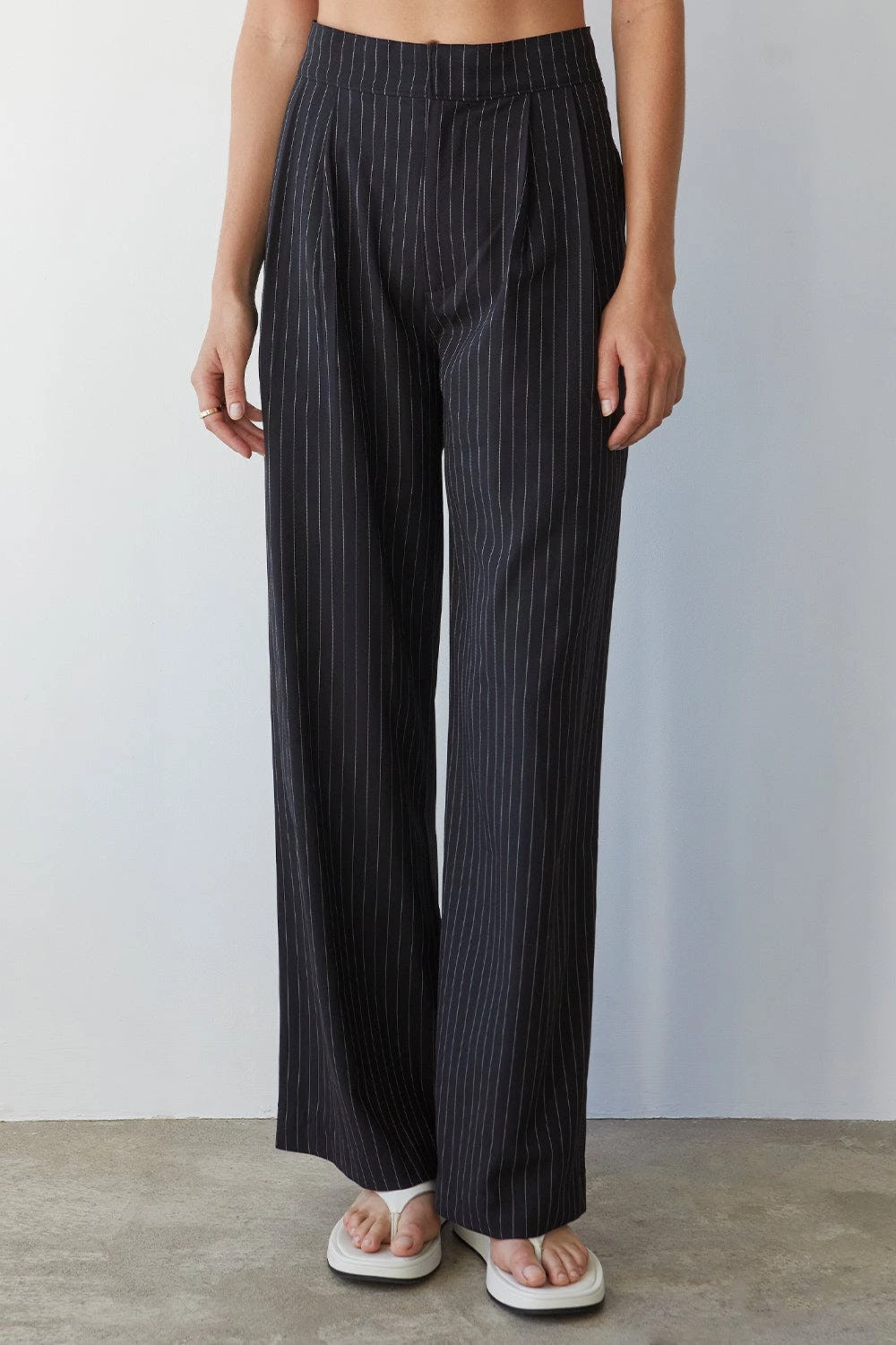 Crescent Zhuri Stripe Straight Leg Pleated Trousers 1 Crescent Zhuri Stripe Straight Leg Pleated Trousers