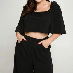LIVD Flowy Crop Top And High Waisted Pocket Pants Set -ANNA-KACI SHOP M00679541713207 1733595003