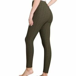 SOBEYO Womens' Legging Bubble Stretchable Fabric Yoga Fitness Work-out Sport Olive