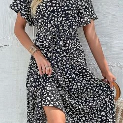 Anna-Kaci Animal Print Short Sleeve Dress -ANNA-KACI SHOP M00720073555589 3863384559