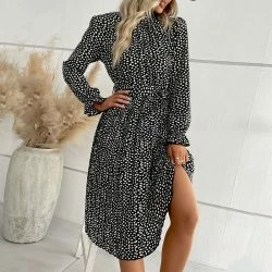 Anna-Kaci High Ruffle Neck Cheetah Dress