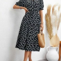 Anna-Kaci Collared Floral Print Fall Dress