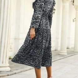 Anna-Kaci Leopard Print Ruffle Front Dress -ANNA-KACI SHOP M00720073772542 2137312266