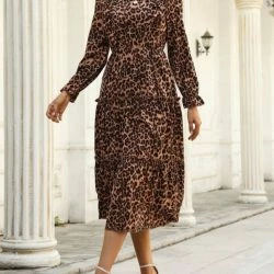 Anna-Kaci Leopard Print Ruffle Front Dress -ANNA-KACI SHOP M00720073772542 3205820201