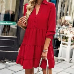 Anna-Kaci Collared V Neck Tiered Dress 13 Anna-Kaci Collared V Neck Tiered Dress -ANNA-KACI SHOP M00720073774478 1745490766