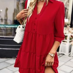 Anna-Kaci Collared V Neck Tiered Dress 12 Anna-Kaci Collared V Neck Tiered Dress -ANNA-KACI SHOP M00720073774478 2176534019