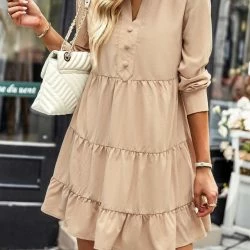 Anna-Kaci Collared V Neck Tiered Dress 16 Anna-Kaci Collared V Neck Tiered Dress -ANNA-KACI SHOP M00720073774478 2309946116