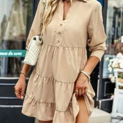 Anna-Kaci Collared V Neck Tiered Dress 17 Anna-Kaci Collared V Neck Tiered Dress -ANNA-KACI SHOP M00720073774478 4283202583