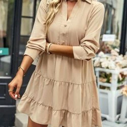 Anna-Kaci Collared V Neck Tiered Dress 15 Anna-Kaci Collared V Neck Tiered Dress -ANNA-KACI SHOP M00720073774478 828260383