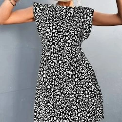 Anna-Kaci Animal Print Ruffle Sleeve Dress -ANNA-KACI SHOP M00731996684607 2379902550