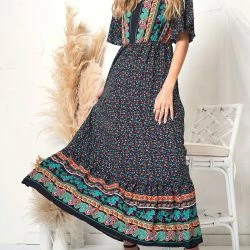 Anna-Kaci Boho Flared Sleeve Paisley Maxi Dress 16 Anna-Kaci Boho Flared Sleeve Paisley Maxi Dress -ANNA-KACI SHOP M00740170448829 898683329
