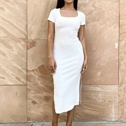 Anna-Kaci Tie Waist Side Slit Dress