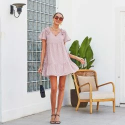 Anna-Kaci Ruffle Shoulder Textured Floral Dress