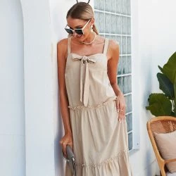 Anna-Kaci Ribbon Detail Tiered Maxi Dress -ANNA-KACI SHOP M00740170452840 273596588