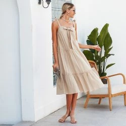 Anna-Kaci Ribbon Detail Tiered Maxi Dress -ANNA-KACI SHOP M00740170452840 3099430688