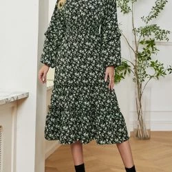 Anna-Kaci Floral Print V Neck Midi Dress