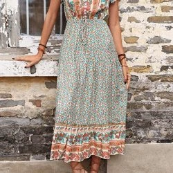 Anna-Kaci Ruffle Sleeve Boho Dress -ANNA-KACI SHOP M00762501266148 2554571425