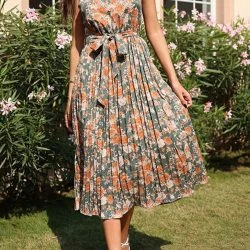 Anna-Kaci Vintage Floral Pleated Dress -ANNA-KACI SHOP M00762501267879 4225609076