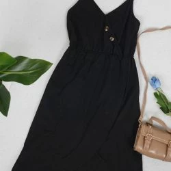 Anna-Kaci V Neck Button Overlap Dress -ANNA-KACI SHOP M00762501268609 537729156