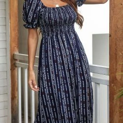 Anna-Kaci Aztec Print Slit Dress -ANNA-KACI SHOP M00762501270633 3836360836