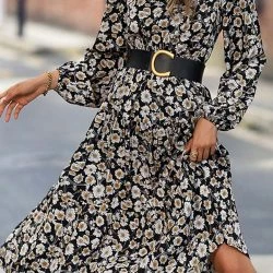 Anna-Kaci Vintage Floral Fall Midi Dress -ANNA-KACI SHOP M00762501273344 4146299521