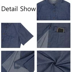 Anna-Kaci Short Sleeve Jean Shirt Dress Button Down -ANNA-KACI SHOP M00762501273962 1372493735