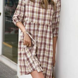 Anna-Kaci Round Neck Plaid Dress -ANNA-KACI SHOP M00762501275355 3918906444