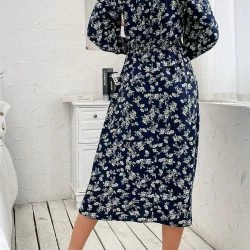 Anna-Kaci Square Neck Gathered Waist Dress -ANNA-KACI SHOP M00762501277083 4285585852