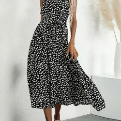 Anna-Kaci Halter Neck Ruffle Maxi Dress