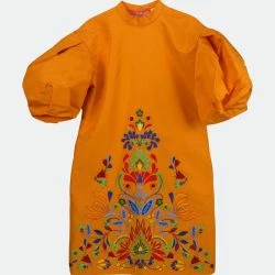 Carolina Herrera Women's Orange Dramatic Sleeve EMP Shift Dress