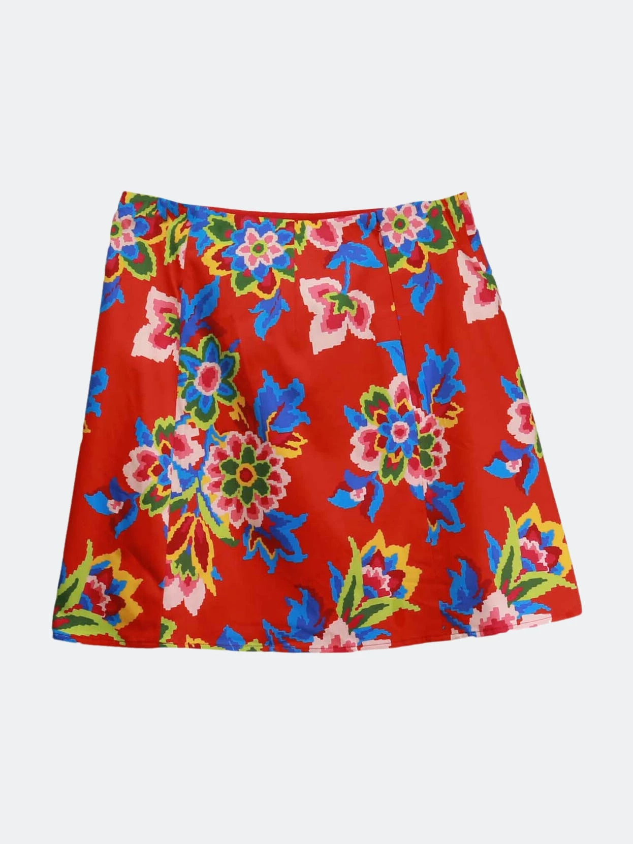 Carolina Herrera Women's Chili Red Multi Digital Flowers Mini Skirt 2 Carolina Herrera Women's Chili Red Multi Digital Flowers Mini Skirt - Image 2