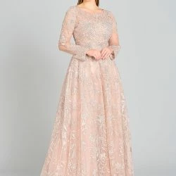 Lara Long Sleeve High Neck Gown