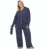 White Mark Plus Size Polka Dots Three-Piece Pajama Set