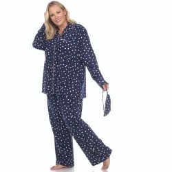White Mark Plus Size Polka Dots Three-Piece Pajama Set -ANNA-KACI SHOP M00840060455491 1605726985