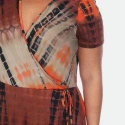 White Mark Plus Size Tie Dye Print V-Neck Wrap Dress -ANNA-KACI SHOP M00840060460433 360079675
