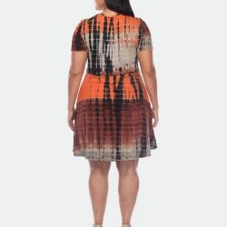 White Mark Plus Size Tie Dye Print V-Neck Wrap Dress -ANNA-KACI SHOP M00840060460433 3788377135