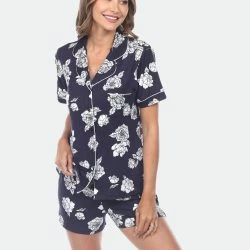 White Mark Short Sleeve Floral Pajama Set