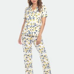 White Mark Tropical Print Pajama Set