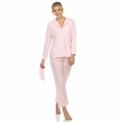 White Mark Omen's Giraffe Print Three Piece Pajama Set