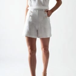 Miguelina Giada Linen Flare Shorts
