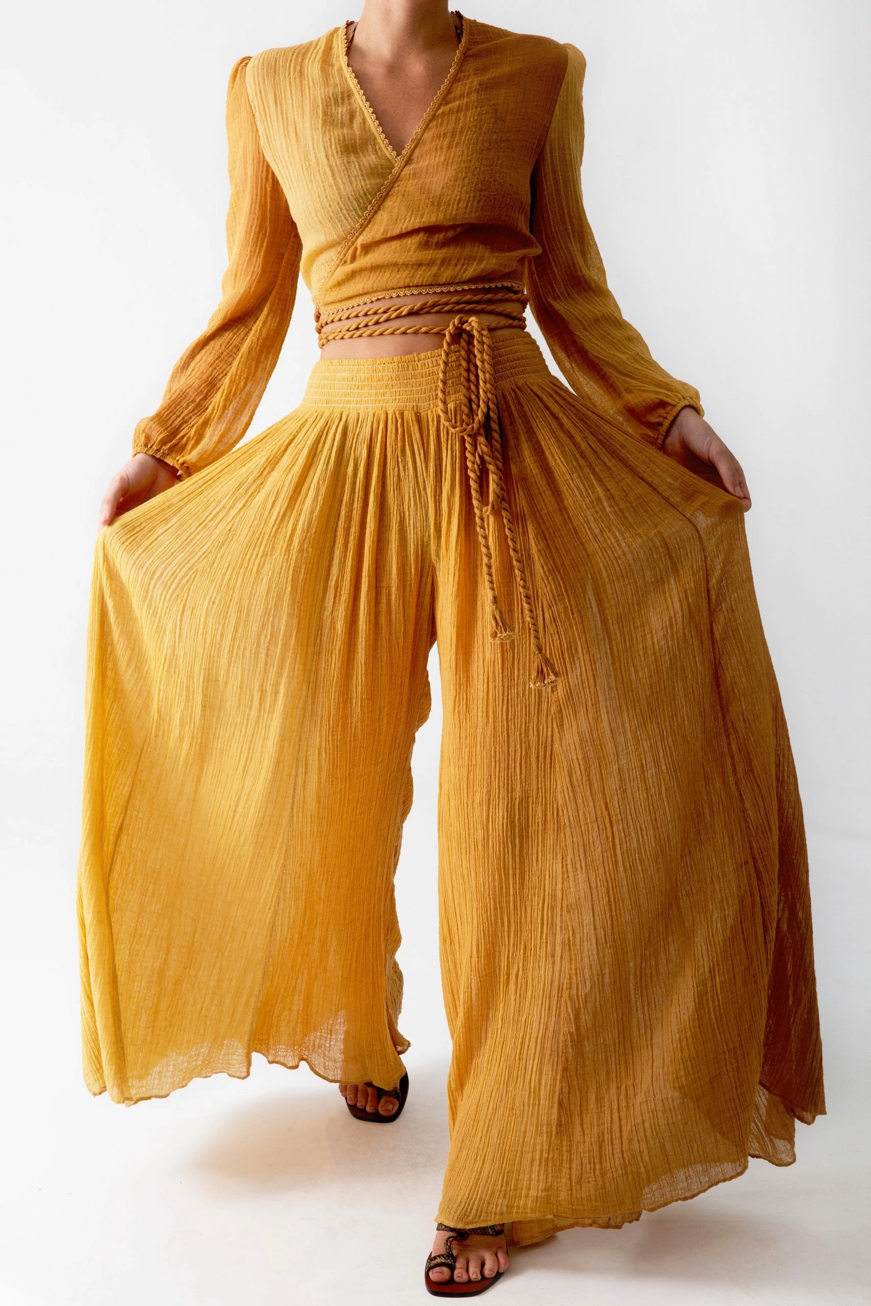 Miguelina Solange Gauze Beach Pant - Amber 2 Miguelina Solange Gauze Beach Pant - Amber - Image 2