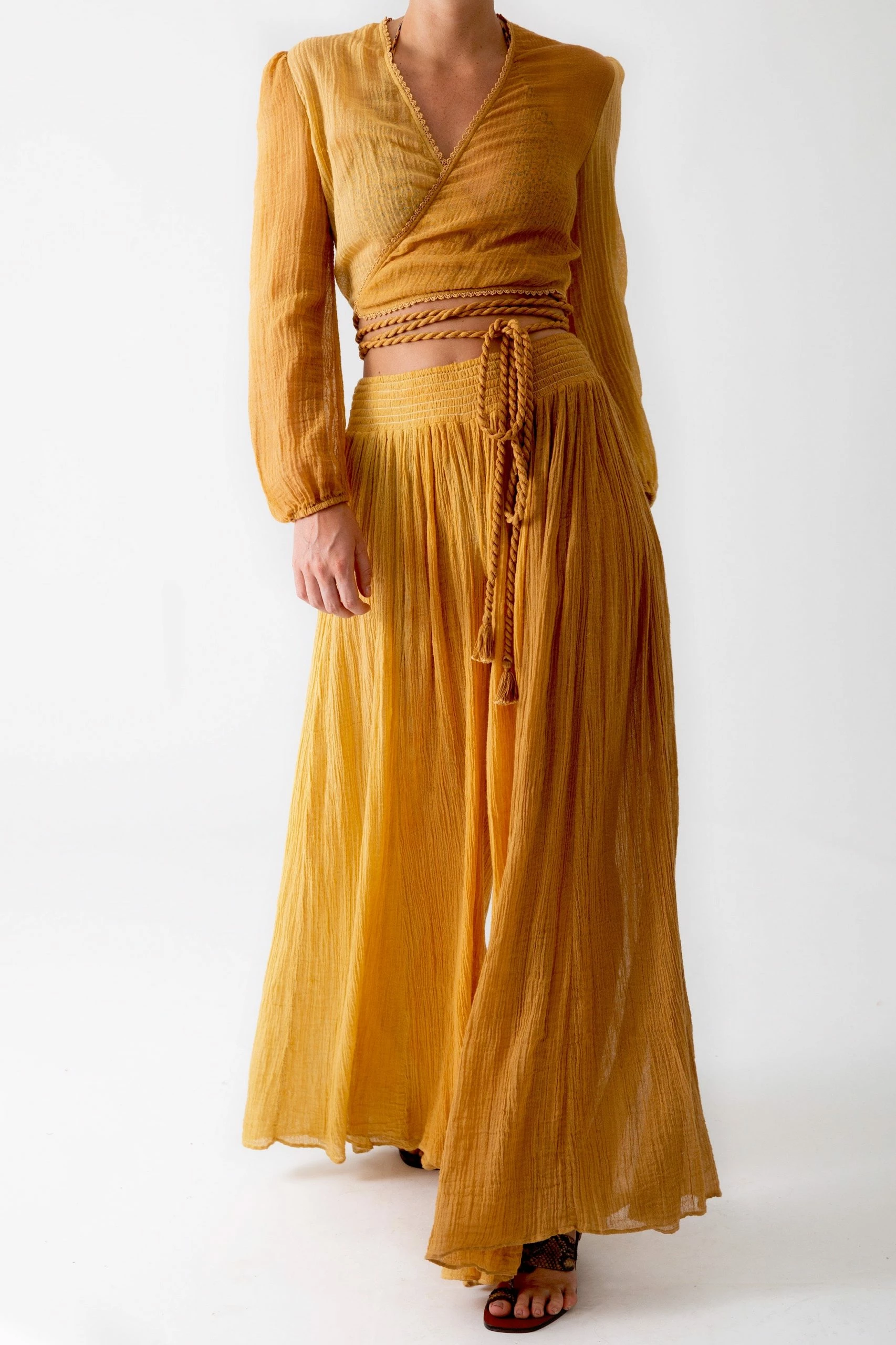 Miguelina Solange Gauze Beach Pant - Amber 3 Miguelina Solange Gauze Beach Pant - Amber - Image 3