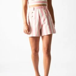 Miguelina Giada Striped Cotton Shorts