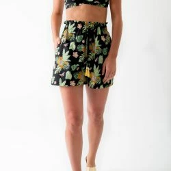 Miguelina Block-Printed Jungle Sienna Shorts